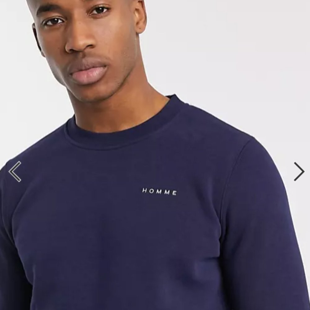 Selected Homme crew neck sweat with logo in navy